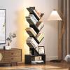 imageYoobure Tree Bookshelf with LED Light 6 Tier Book Shelf Small Bookcase Narrow Bookshelves with Storage Wood Book Case Organizer for CDsBooks FloorStanding Rack for Bedroom Office Rustic BrownBlack