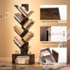 imageYoobure Tree Bookshelf with LED Light 6 Tier Book Shelf Small Bookcase Narrow Bookshelves with Storage Wood Book Case Organizer for CDsBooks FloorStanding Rack for Bedroom Office Rustic BrownRustic Brown