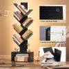 imageYoobure Tree Bookshelf with LED Light 6 Tier Book Shelf Small Bookcase Narrow Bookshelves with Storage Wood Book Case Organizer for CDsBooks FloorStanding Rack for Bedroom Office Rustic BrownBlack