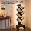 imageYoobure Tree Bookshelf with LED Light 6 Tier Book Shelf Small Bookcase Narrow Bookshelves with Storage Wood Book Case Organizer for CDsBooks FloorStanding Rack for Bedroom Office Rustic BrownBlack