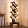 imageYoobure Tree Bookshelf with LED Light 6 Tier Book Shelf Small Bookcase Narrow Bookshelves with Storage Wood Book Case Organizer for CDsBooks FloorStanding Rack for Bedroom Office Rustic BrownRustic Brown