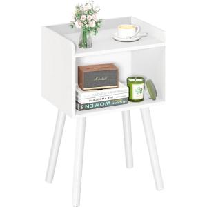 imageYoobure Mid Century Modern Nightstand for Small Spaces Small Side Table with Storage Shelf Wood End Table Night Stand Vintage End Tables Living Room Minimalist Side Tables for Bedroom Dorm OfficeWhite