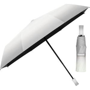 imageYoobure Small Mini Umbrella with Case Light Compact Design Perfect for Travel Lightweight Portable Parasol Outdoor SunampampRain UmbrellasColorful  Grey