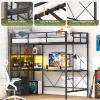 imageYoobure Loft Bed Twin Size with LShaped Desk LED Lights Charging Station LED Metal Twin Loft Bed Frame with 2 Storage Drawers Safety Guard ampamp Ladder for Kid Junior Adult Heavy Duty SpaceSavingBlack