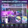 imageYoobure Loft Bed Twin Size with LShaped Desk LED Lights Charging Station LED Metal Twin Loft Bed Frame with 2 Storage Drawers Safety Guard ampamp Ladder for Kid Junior Adult Heavy Duty SpaceSavingWhite
