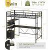 imageYoobure Loft Bed Twin Size with LShaped Desk LED Lights Charging Station LED Metal Twin Loft Bed Frame with 2 Storage Drawers Safety Guard ampamp Ladder for Kid Junior Adult Heavy Duty SpaceSavingBlack