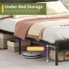 imageYoobure Queen Size Bed Frame with Headboard Queen Bed Frames with Charging Station and LED Lights Metal Platform Wood Bed Frame with Storage Strong Metal Slats Noise Free No Box Spring NeededBlack