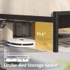 imageYoobure Queen Size Bed Frame with Headboard Queen Bed Frames with Charging Station and LED Lights Metal Platform Wood Bed Frame with Storage Strong Metal Slats Noise Free No Box Spring NeededBlack