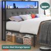 imageYoobure Twin Bed Frames with Storage Headboard Led Bed Frame with Charging Station Metal Platform Bed Wood Bedframe with Heavy Duty Slats NoiseFree No Box Spring Needed Easy AssemblyRustic