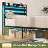 imageYoobure Twin Bed Frames with Storage Headboard Led Bed Frame with Charging Station Metal Platform Bed Wood Bedframe with Heavy Duty Slats NoiseFree No Box Spring Needed Easy AssemblyBlack