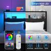 imageYoobure Twin Bed Frames with Storage Headboard Led Bed Frame with Charging Station Metal Platform Bed Wood Bedframe with Heavy Duty Slats NoiseFree No Box Spring Needed Easy AssemblyBlack