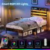 imageYoobure Twin Bed Frames with Storage Headboard Led Bed Frame with Charging Station Metal Platform Bed Wood Bedframe with Heavy Duty Slats NoiseFree No Box Spring Needed Easy AssemblyRustic