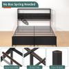 imageYoobure Twin Bed Frames with Storage Headboard Led Bed Frame with Charging Station Metal Platform Bed Wood Bedframe with Heavy Duty Slats NoiseFree No Box Spring Needed Easy AssemblyBlack