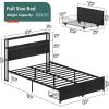 imageYoobure Twin Bed Frames with Storage Headboard Led Bed Frame with Charging Station Metal Platform Bed Wood Bedframe with Heavy Duty Slats NoiseFree No Box Spring Needed Easy AssemblyBlack