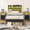 imageYoobure Twin Bed Frames with Storage Headboard Led Bed Frame with Charging Station Metal Platform Bed Wood Bedframe with Heavy Duty Slats NoiseFree No Box Spring Needed Easy AssemblyBlack