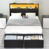 imageYoobure Twin Bed Frames with Storage Headboard Led Bed Frame with Charging Station Metal Platform Bed Wood Bedframe with Heavy Duty Slats NoiseFree No Box Spring Needed Easy AssemblyBlack