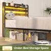 imageYoobure Twin Bed Frames with Storage Headboard Led Bed Frame with Charging Station Metal Platform Bed Wood Bedframe with Heavy Duty Slats NoiseFree No Box Spring Needed Easy AssemblyRustic