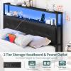 imageYoobure Twin Bed Frames with Storage Headboard Led Bed Frame with Charging Station Metal Platform Bed Wood Bedframe with Heavy Duty Slats NoiseFree No Box Spring Needed Easy AssemblyBlack