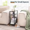 imageYoobure Narrow Side Table with Storage Basket Small End Table for Small Spaces Skinny Side Tables Living Room Bedroom Office Slim Nightstand 3 Tier Bedside Table SpaceSaving for Magazine BlackBlack