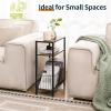 imageYoobure Narrow Side Table with Storage Basket Small End Table for Small Spaces Skinny Side Tables Living Room Bedroom Office Slim Nightstand 3 Tier Bedside Table SpaceSaving for Magazine BlackRustic Brown
