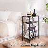 imageYoobure Narrow Side Table with Storage Basket Small End Table for Small Spaces Skinny Side Tables Living Room Bedroom Office Slim Nightstand 3 Tier Bedside Table SpaceSaving for Magazine BlackRustic Brown