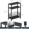 imageYoobure Narrow Side Table with Storage Basket Small End Table for Small Spaces Skinny Side Tables Living Room Bedroom Office Slim Nightstand 3 Tier Bedside Table SpaceSaving for Magazine BlackBlack