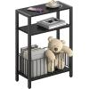 imageYoobure Narrow Side Table with Storage Basket Small End Table for Small Spaces Skinny Side Tables Living Room Bedroom Office Slim Nightstand 3 Tier Bedside Table SpaceSaving for Magazine BlackBlack
