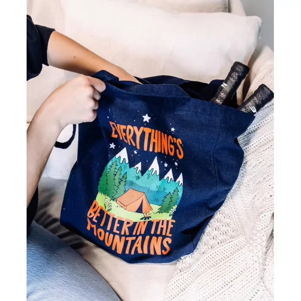 Lazy One Canvas Tote Bag Novelty Tote Bag for Women and Men Reusable Shopping Bags Perfect for Shopping Travel and WorkBetter in the Mountains