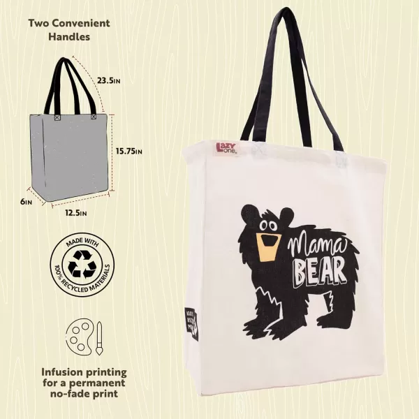 Lazy One Canvas Tote Bag Novelty Tote Bag for Women and Men Reusable Shopping Bags Perfect for Shopping Travel and WorkMama Bear