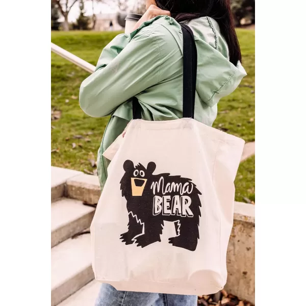 Lazy One Canvas Tote Bag Novelty Tote Bag for Women and Men Reusable Shopping Bags Perfect for Shopping Travel and WorkMama Bear