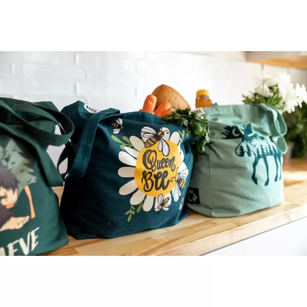 Lazy One Canvas Tote Bag Novelty Tote Bag for Women and Men Reusable Shopping Bags Perfect for Shopping Travel and WorkMountain Moose