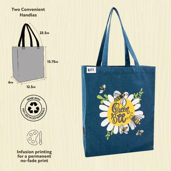 Lazy One Canvas Tote Bag Novelty Tote Bag for Women and Men Reusable Shopping Bags Perfect for Shopping Travel and WorkQueen Bee