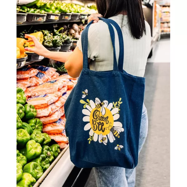 Lazy One Canvas Tote Bag Novelty Tote Bag for Women and Men Reusable Shopping Bags Perfect for Shopping Travel and WorkQueen Bee