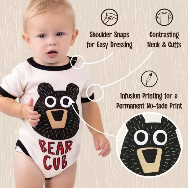 Lazy One Cute Unisex Baby Bodysuit Cute Animal Designs 618 MonthsBear Cub Infant Onepiece