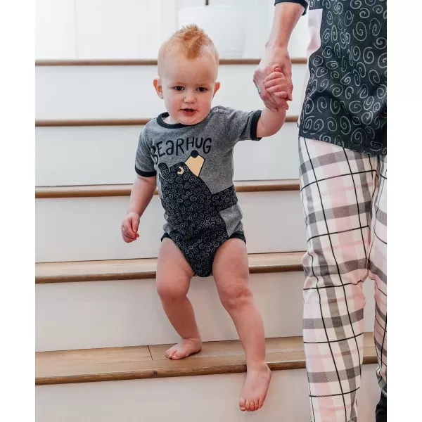 Lazy One Cute Unisex Baby Bodysuit Cute Animal Designs 618 MonthsBear Hug Grey Infant Onepiece