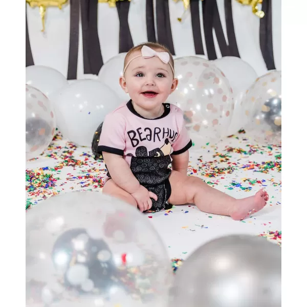 Lazy One Cute Unisex Baby Bodysuit Cute Animal Designs 618 MonthsBear Hug Pink Infant Onepiece