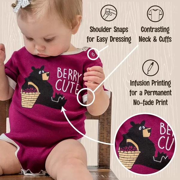 Lazy One Cute Unisex Baby Bodysuit Cute Animal Designs 618 MonthsBeary Cute Infant Onepiece