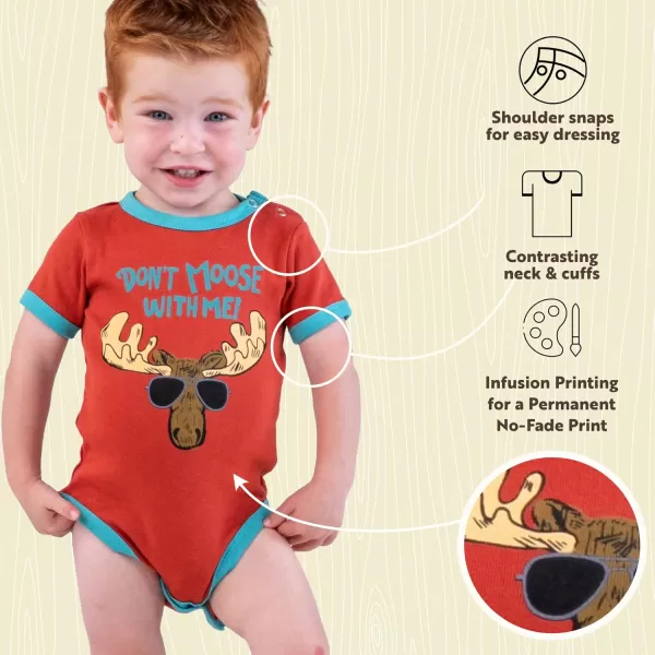 Lazy One Cute Unisex Baby Bodysuit Cute Animal Designs 618 MonthsDont Moose Infant Onepiece