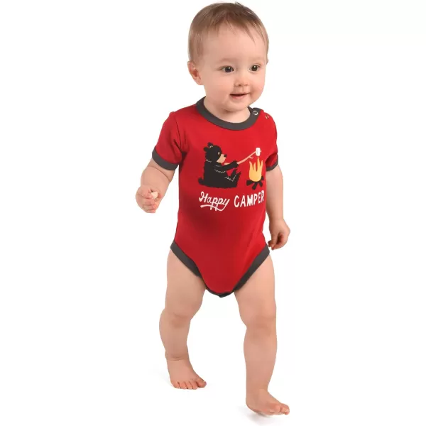 Lazy One Cute Unisex Baby Bodysuit Cute Animal Designs 618 MonthsHappy Camper Infant Onepiece