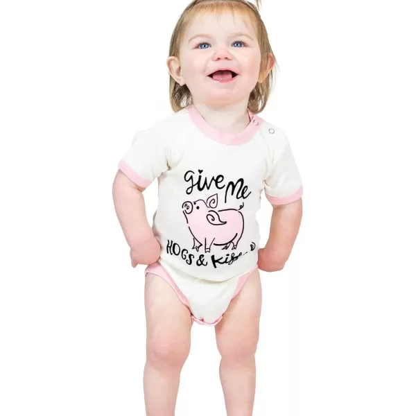 Lazy One Cute Unisex Baby Bodysuit Cute Animal Designs 618 MonthsHogs  Kisses Infant Onepiece