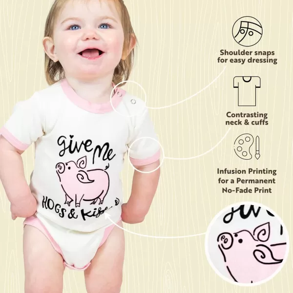 Lazy One Cute Unisex Baby Bodysuit Cute Animal Designs 618 MonthsHogs  Kisses Infant Onepiece