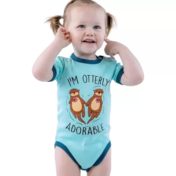 Lazy One Cute Unisex Baby Bodysuit Cute Animal Designs 618 MonthsIm Otterly Adorable Infant Onepiece