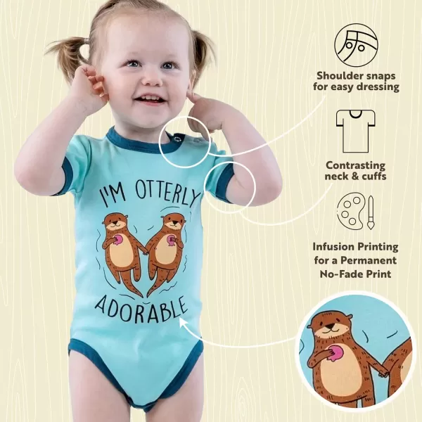 Lazy One Cute Unisex Baby Bodysuit Cute Animal Designs 618 MonthsIm Otterly Adorable Infant Onepiece