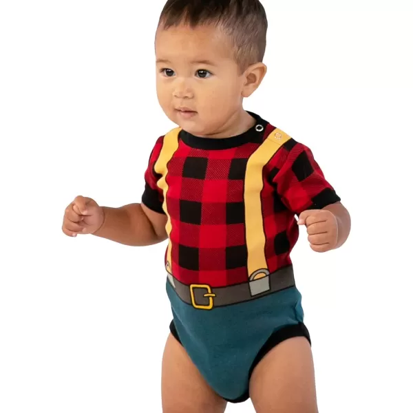 Lazy One Cute Unisex Baby Bodysuit Cute Animal Designs 618 MonthsLumber Jack Infant Onepiece