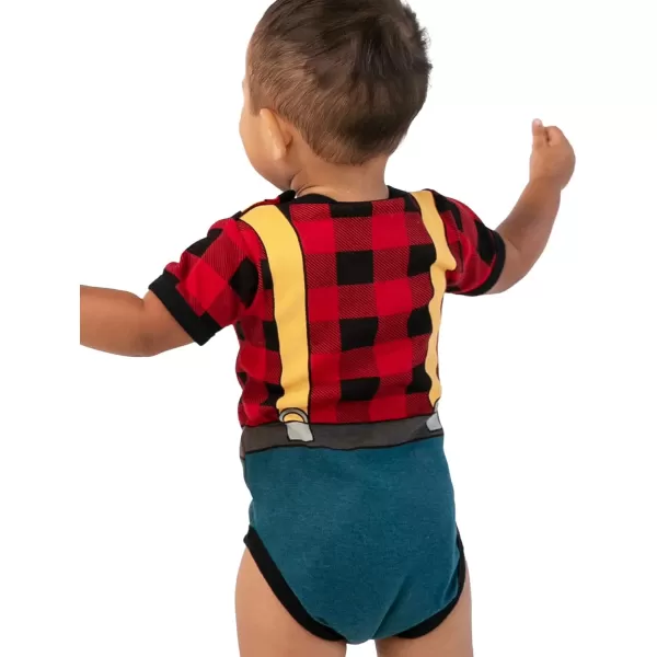 Lazy One Cute Unisex Baby Bodysuit Cute Animal Designs 618 MonthsLumber Jack Infant Onepiece