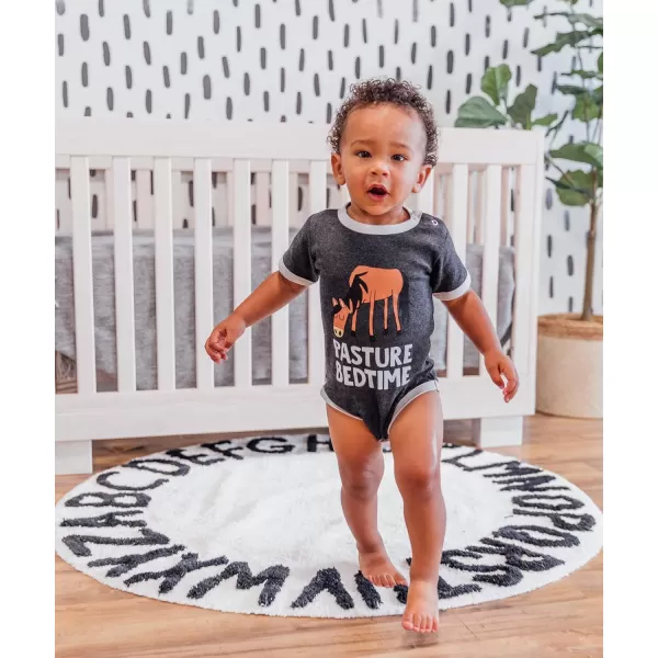 Lazy One Cute Unisex Baby Bodysuit Cute Animal Designs 618 MonthsPasture Bedtime Grey Infant Onepiece