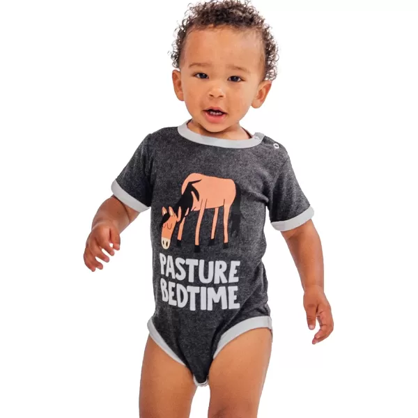 Lazy One Cute Unisex Baby Bodysuit Cute Animal Designs 618 MonthsPasture Bedtime Grey Infant Onepiece