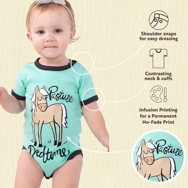 Lazy One Cute Unisex Baby Bodysuit Cute Animal Designs 618 MonthsPasture Bedtime Mint Infant Onepiece