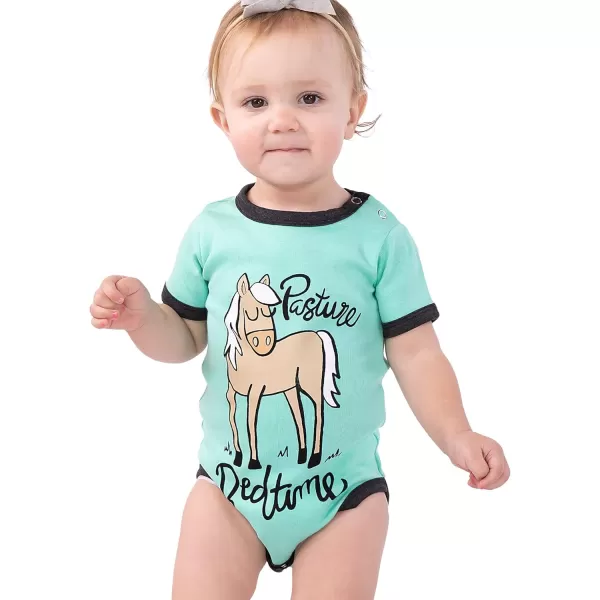 Lazy One Cute Unisex Baby Bodysuit Cute Animal Designs 618 MonthsPasture Bedtime Mint Infant Onepiece