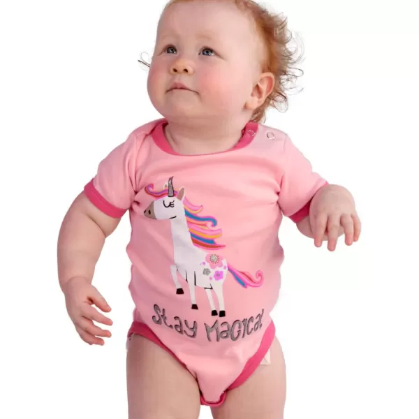 Lazy One Cute Unisex Baby Bodysuit Cute Animal Designs 618 MonthsStay Magical Infant Onepiece